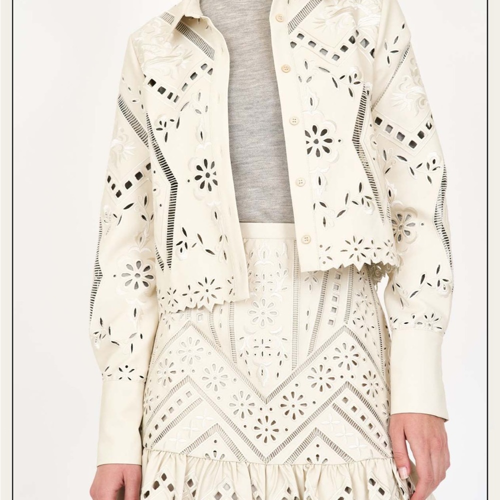 Chic Cream Laser-Cut Jacket